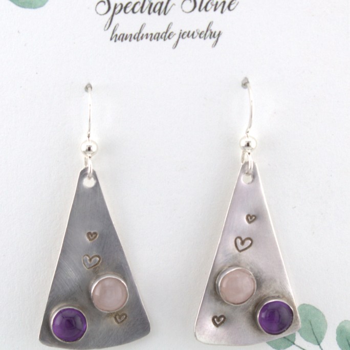 Amethyst and Rose Quartz earrings