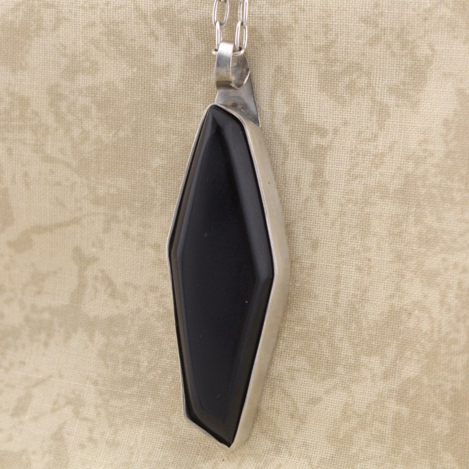 black jade pendant sterling silver