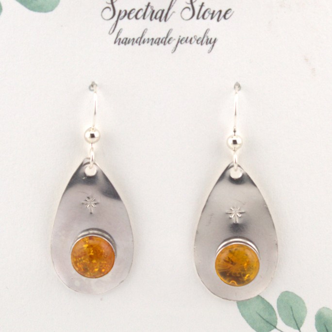 Amber earrings sterling silver