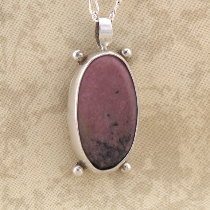 Rhodonite pendant sterling silver