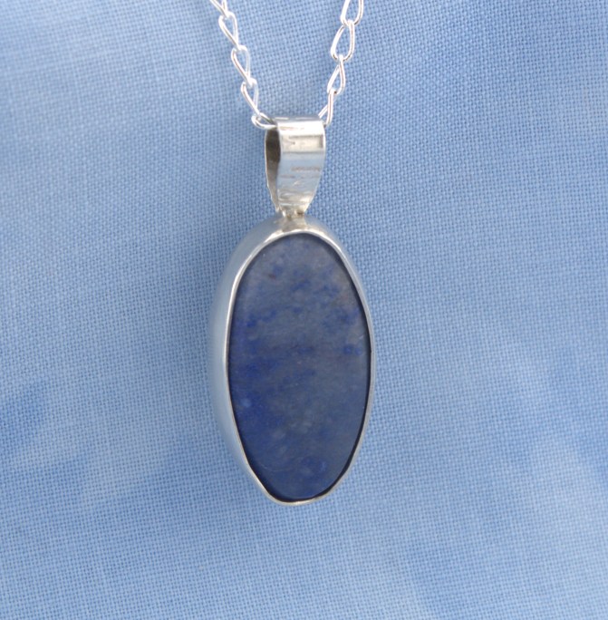 Brazilian Blue Quartz Necklace for Sale | Spectral Stone and Wood