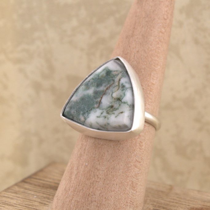 green tree agate ring