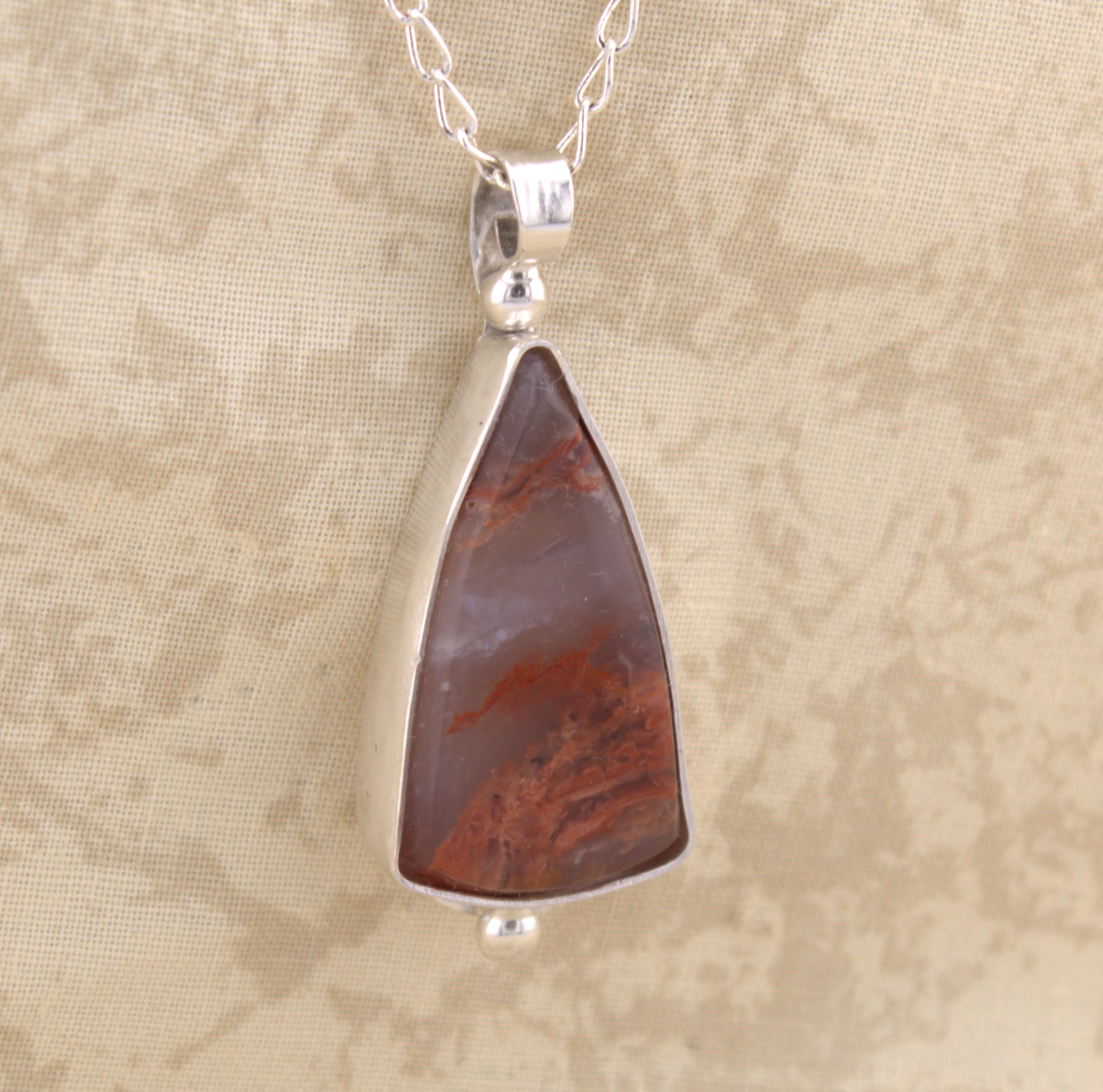 red velvet agate pendant sterling silver