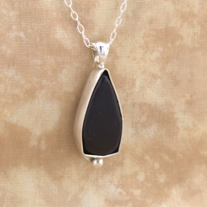 black onyx pendant sterling silver