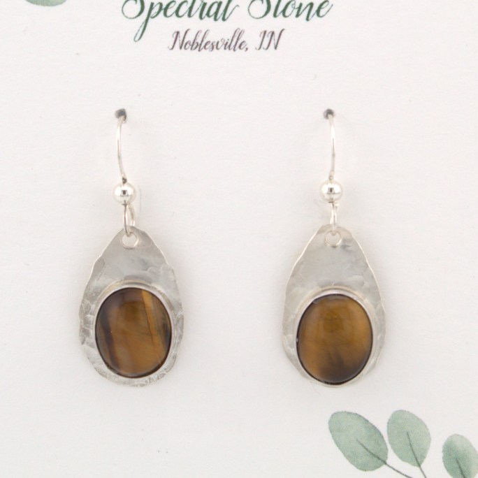 tiger's eye earrings in sterling silver