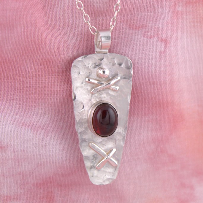 Garnet sterling silver pendant