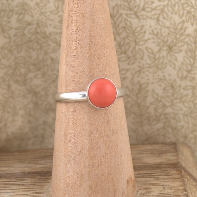 Coral ring in sterling silver