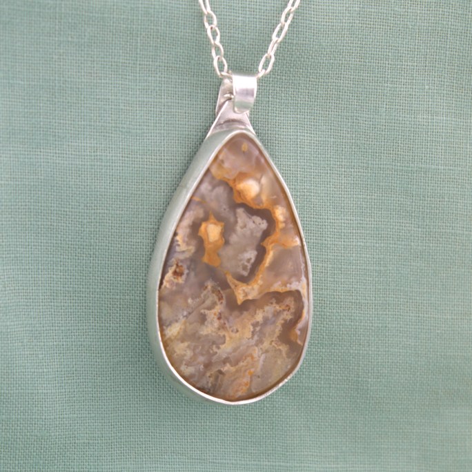 Regency Rose Plume Agate pendant sterling silver