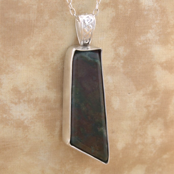 Bloodstone pendant in sterling silver