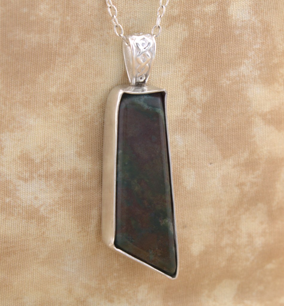 Bloodstone pendant in sterling silver