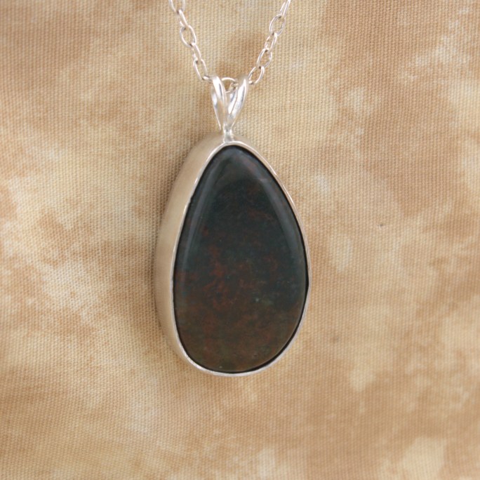 Bloodstone pendant in sterling silver