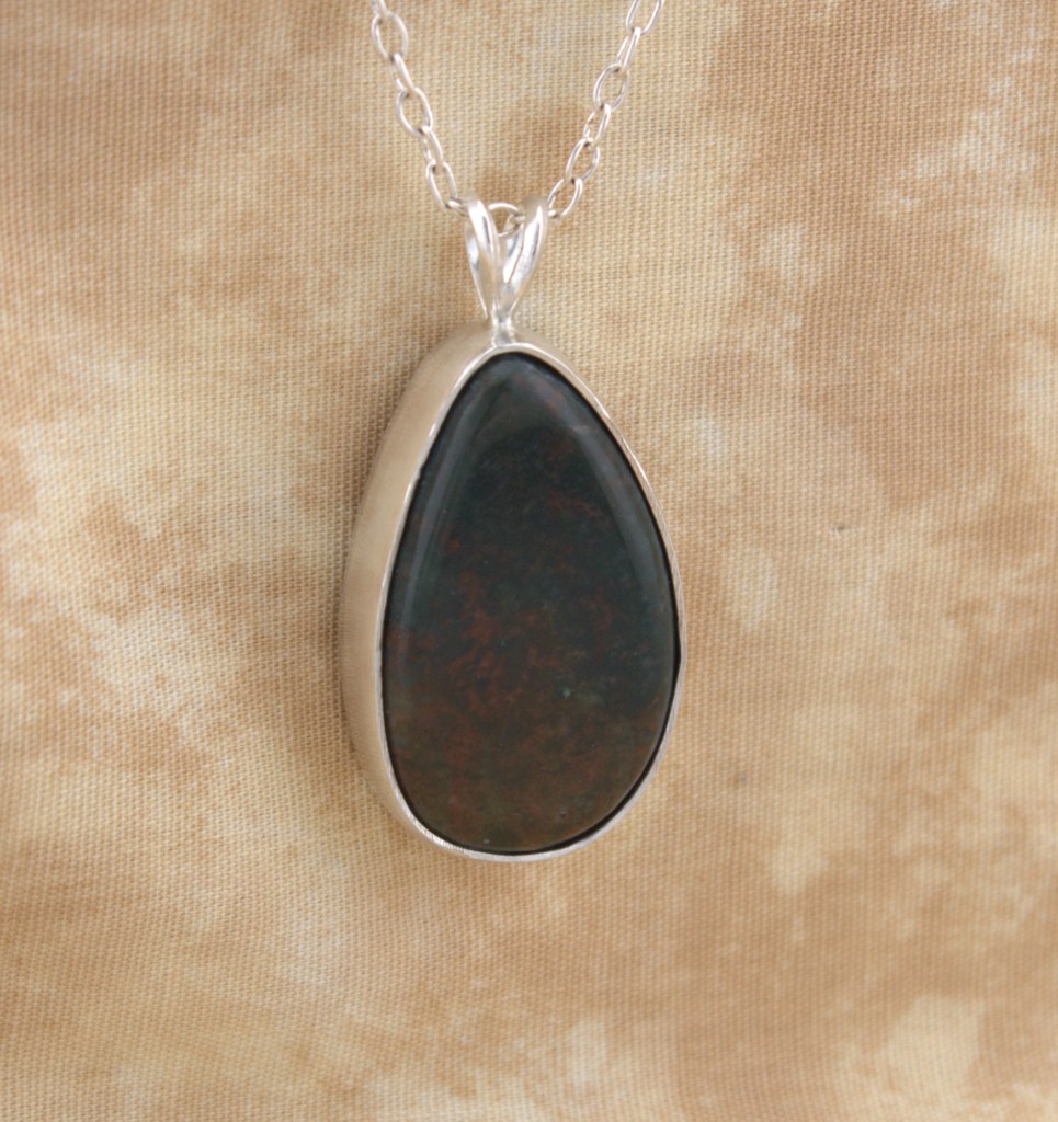 Bloodstone pendant in sterling silver