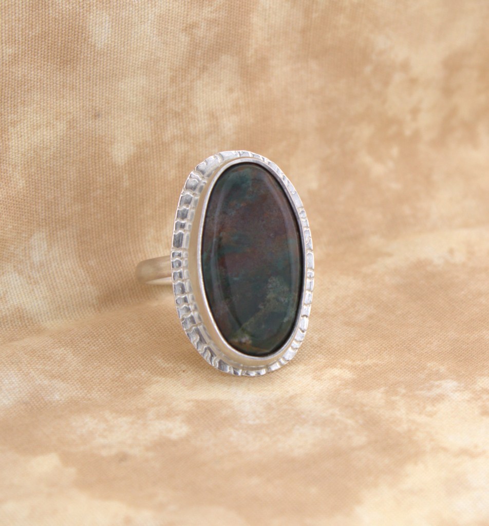 Bloodstone ring in sterling silver