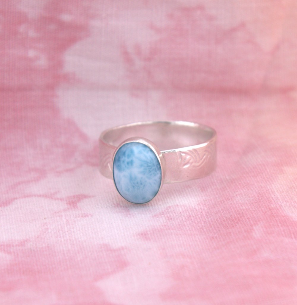 Larimar ring sterling silver