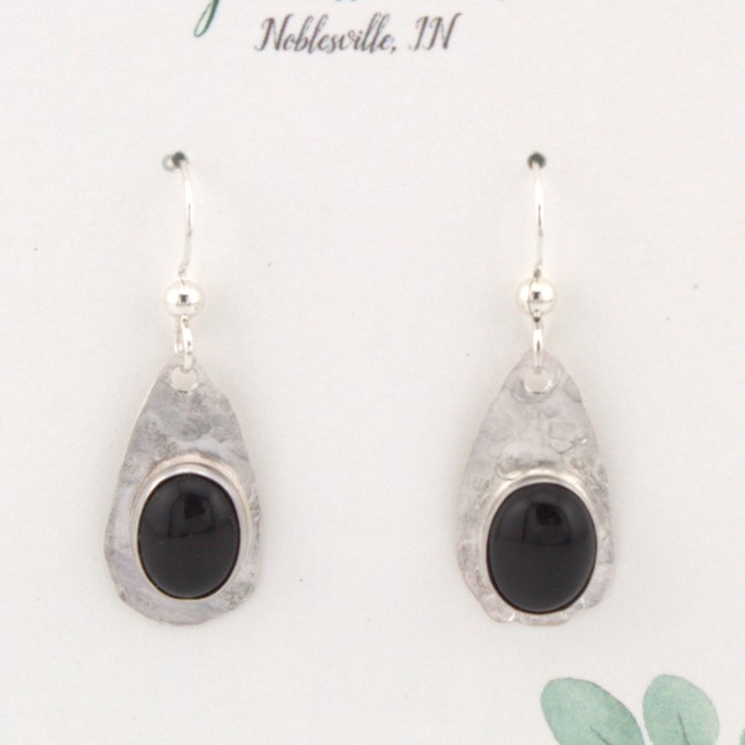 black onyx earrings sterling silver