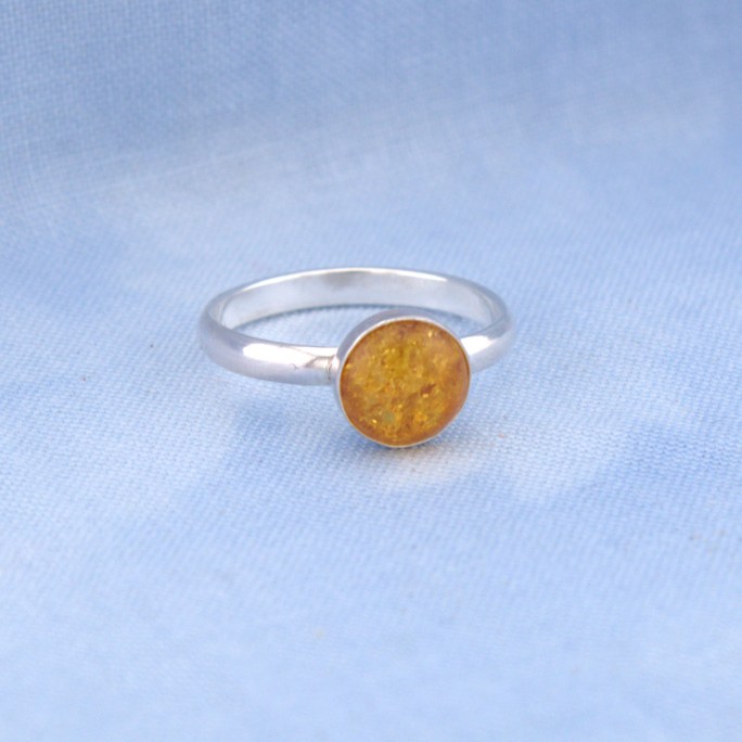 amber ring in sterling silver