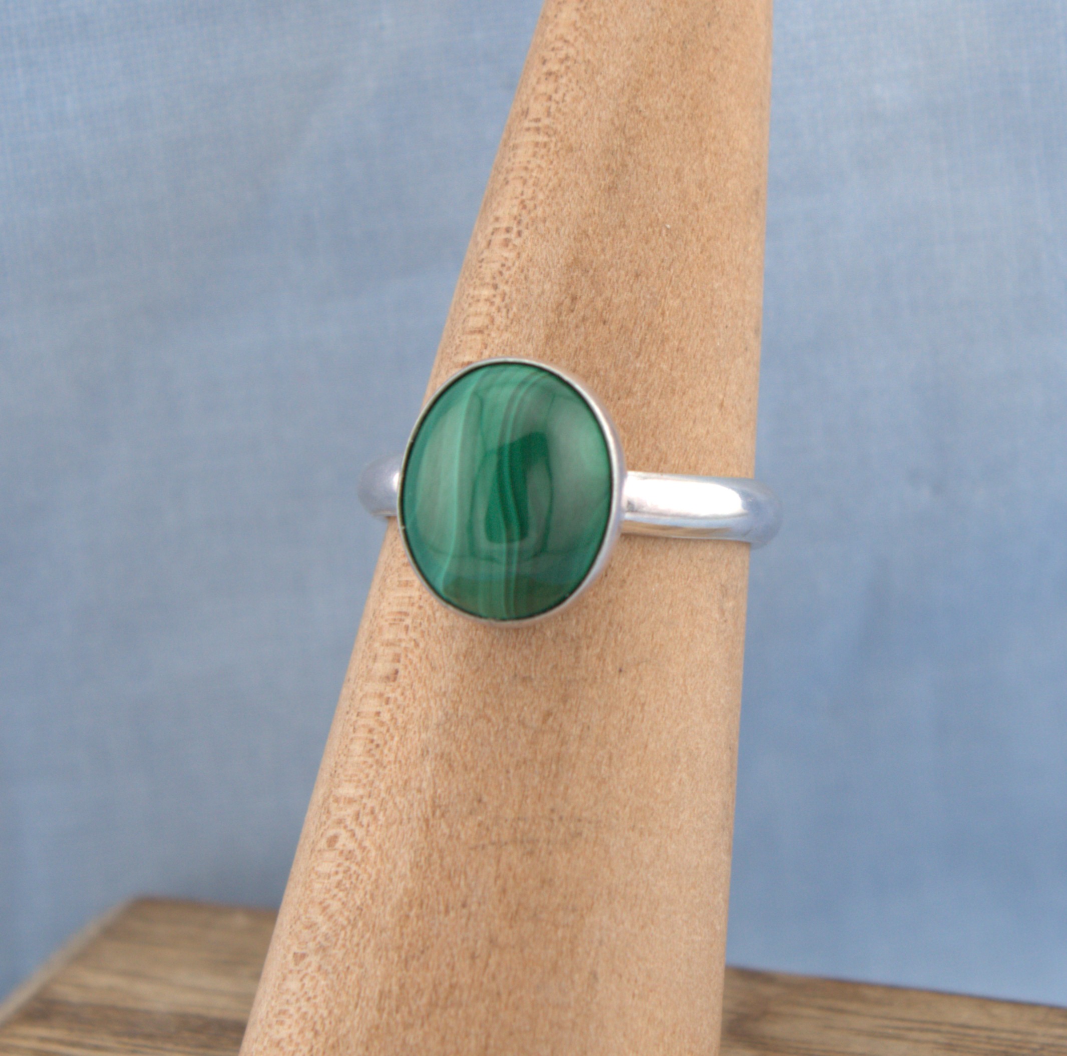 malachite ring in sterling silver