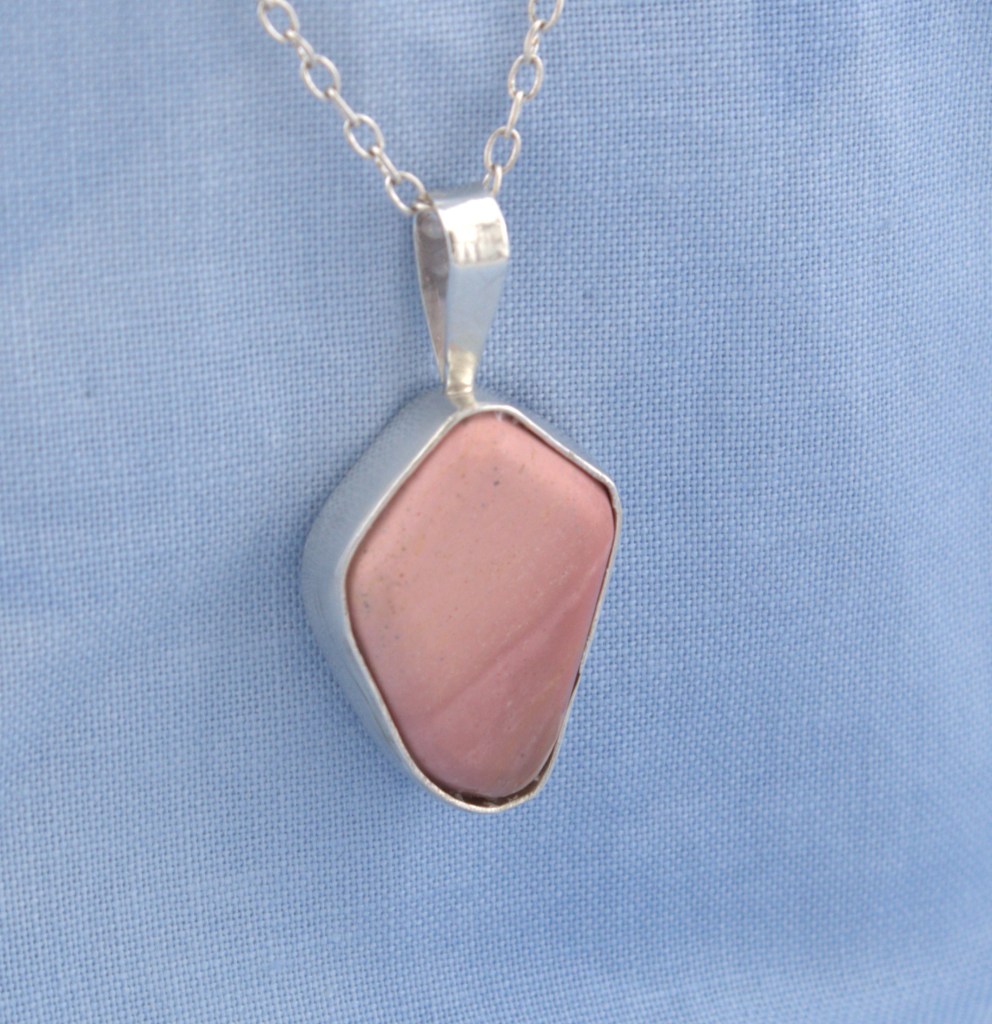 Pink Opal pendant in sterling silver