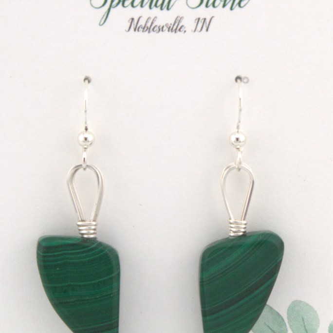 malachite earrings in sterling silver