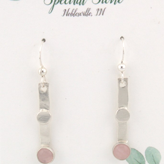 rose quartz earrings in sterling silver