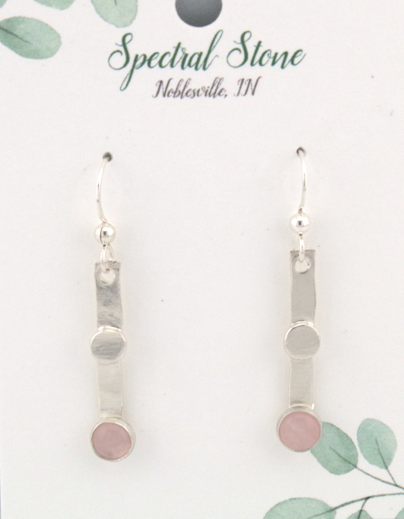 rose quartz earrings in sterling silver