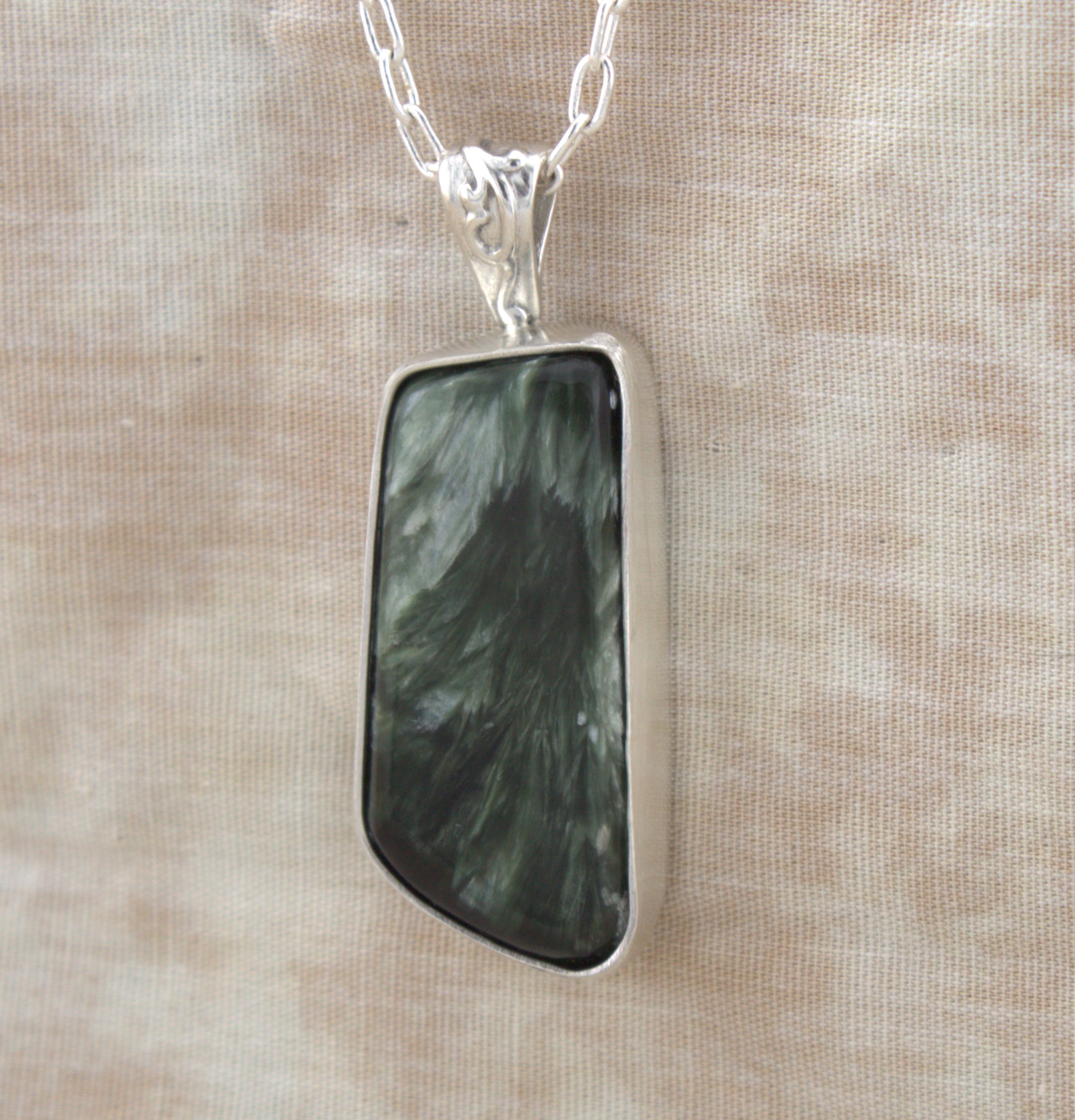 Seraphinite pendant in sterling silver