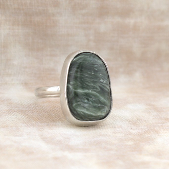 Seraphinite ring in sterling silver