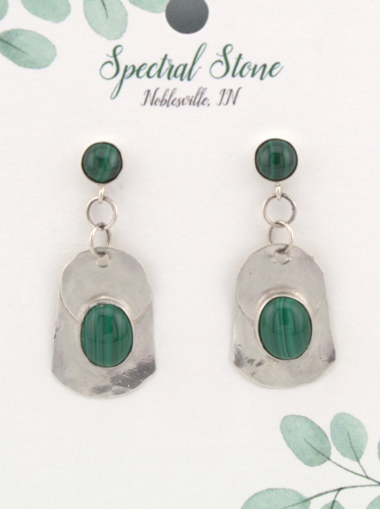 malachite earrings in sterling silver