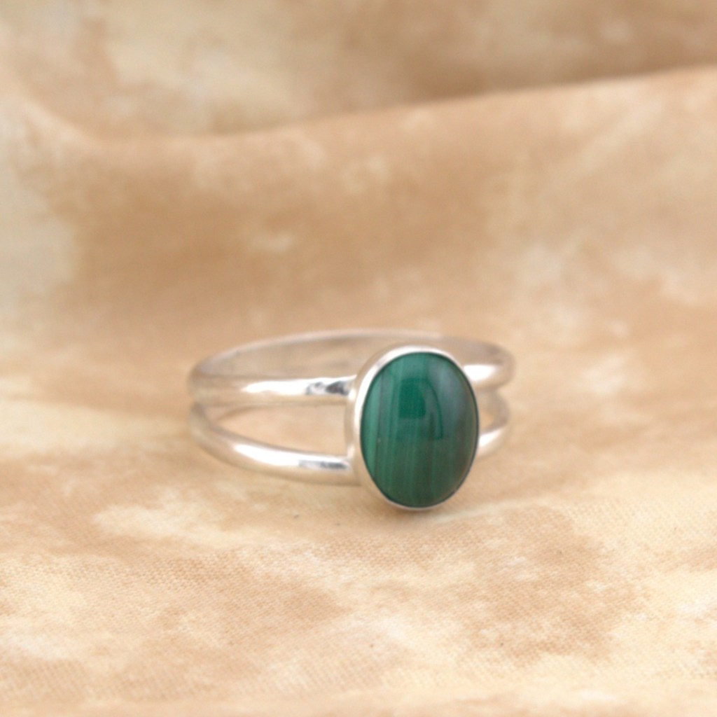 malachite ring in sterling silver