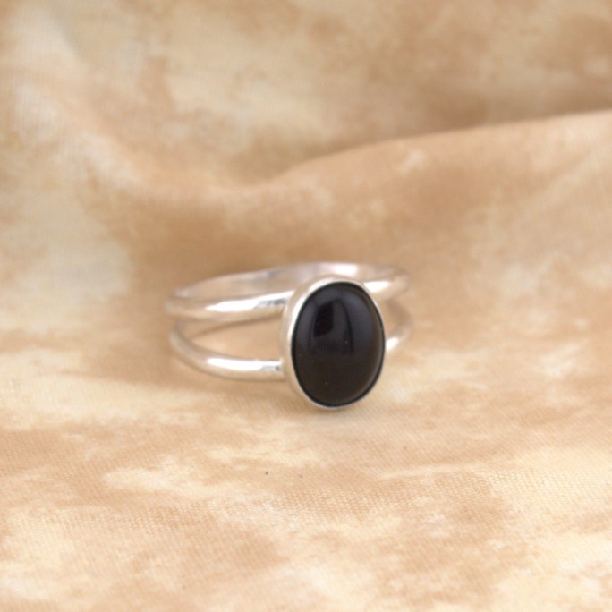 black onyx ring in sterling silver
