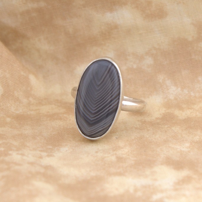 Botswana agate ring in sterling silver