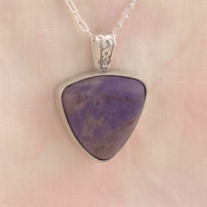 purple jade pendant in sterling silver
