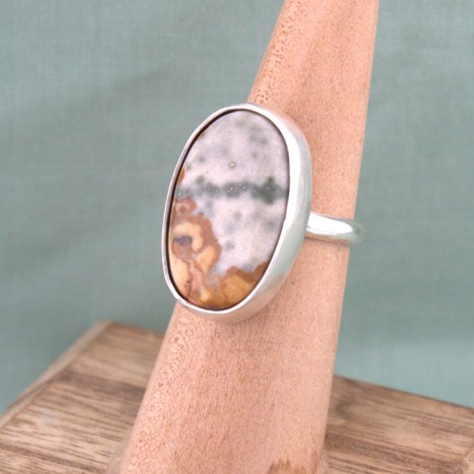 rocky butte picture jasper ring in sterling silver