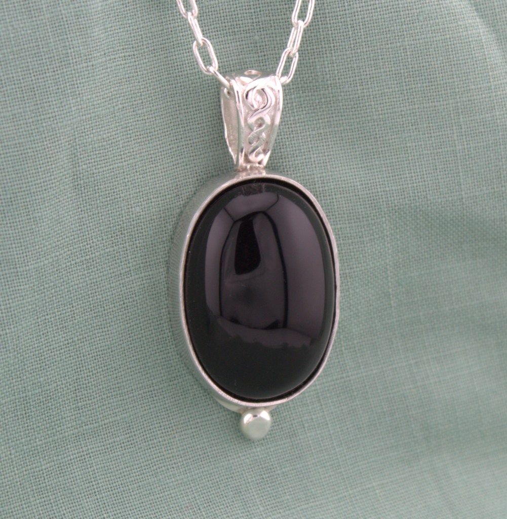 black onyx pendant in sterling silver