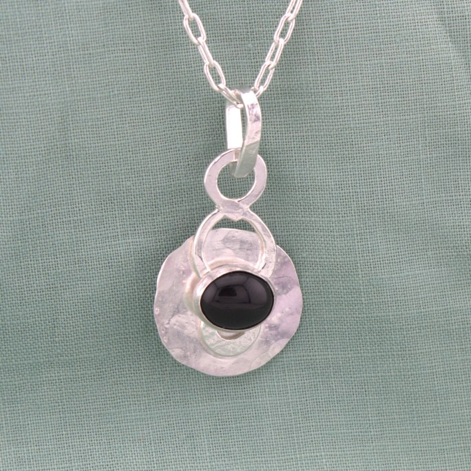 black onyx pendant in sterling silver