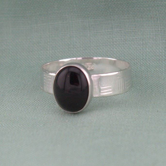 black onyx ring in sterling silver