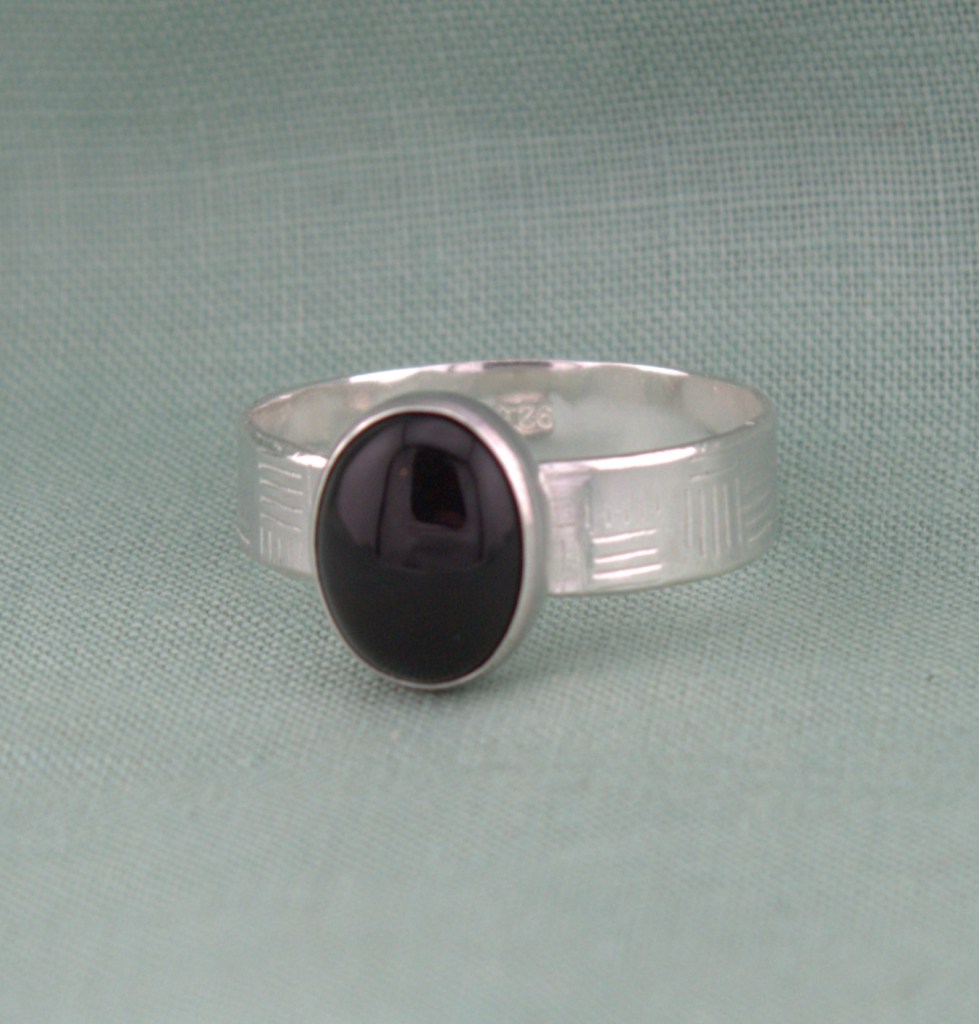 black onyx ring in sterling silver