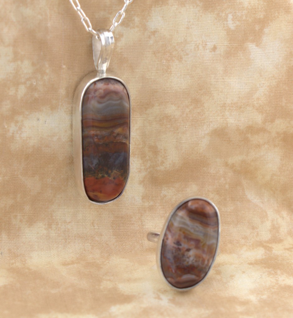 serape jasper pendant in sterling silver with ring