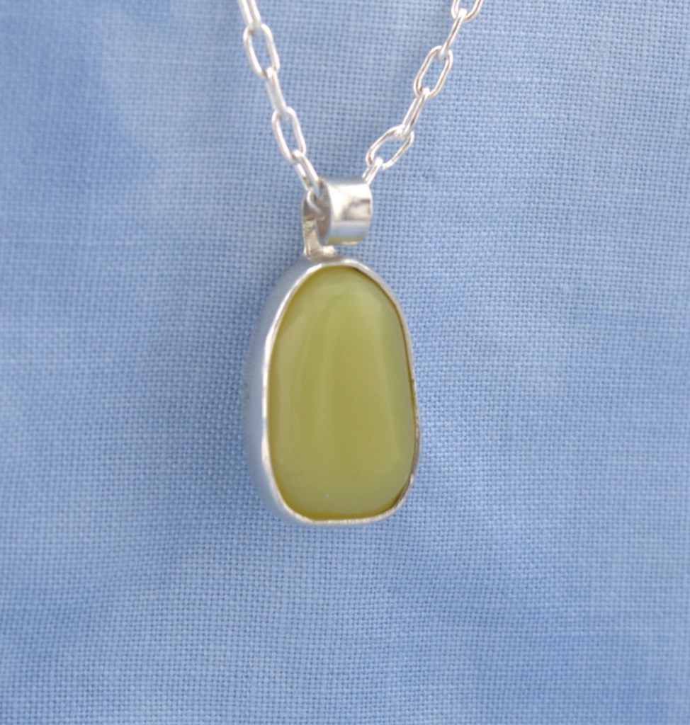 lemon jade pendant in sterling silver