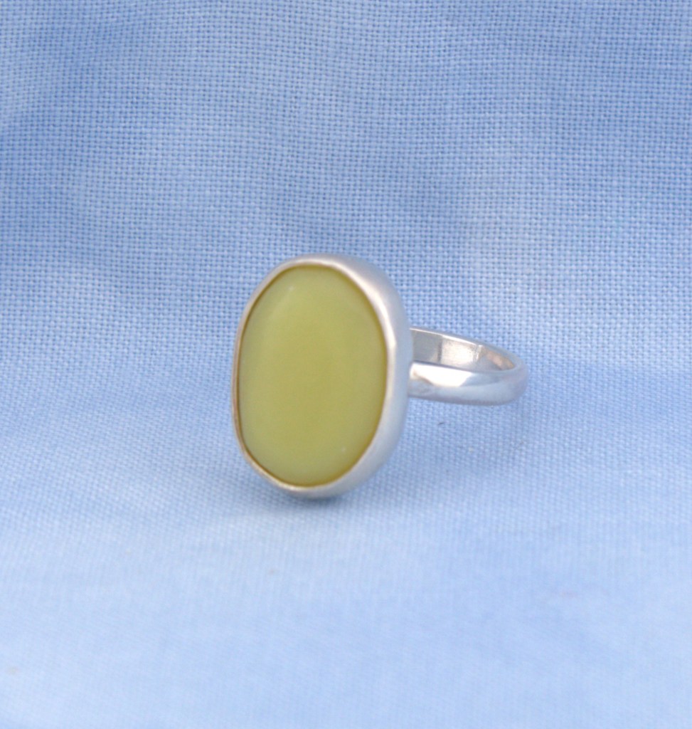 lemon jade ring in sterling silver
