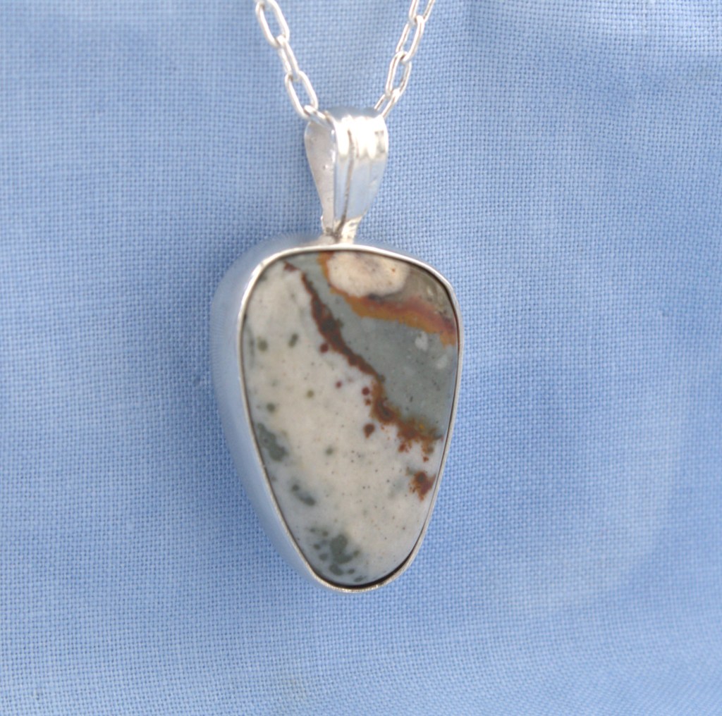 rocky butte picture jasper pendant in sterling silver