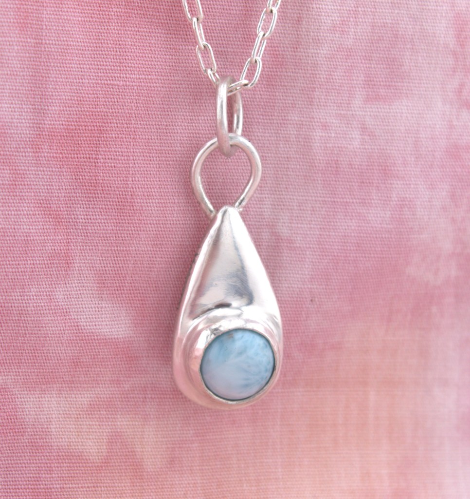 Larimar pendant in cast sterling silver