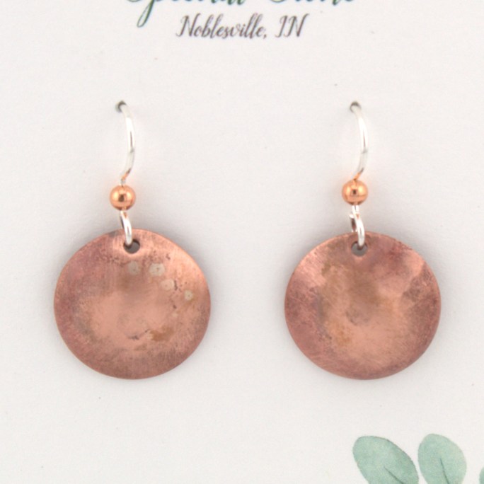 Copper Earring Pink Patina