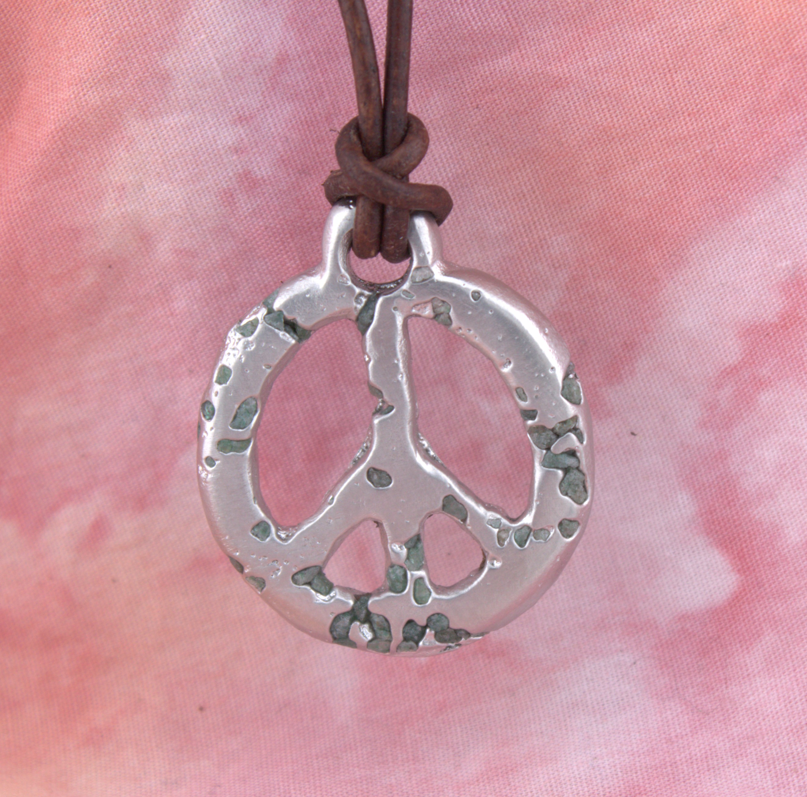 Pewter Peace Pendant Emerald