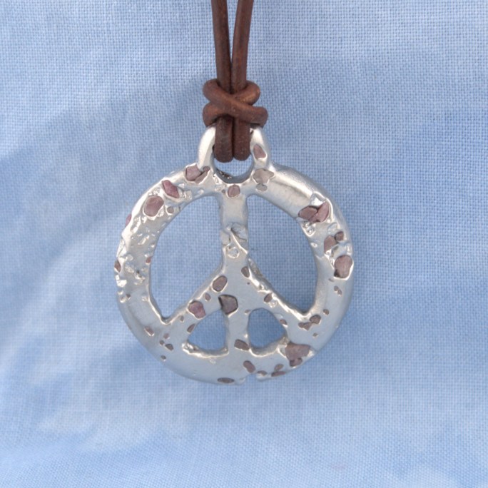 Pewter Peace Pendant Rose Quartz